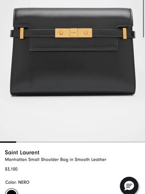 Saint Laurent Black Leather MANHATTAN MINI